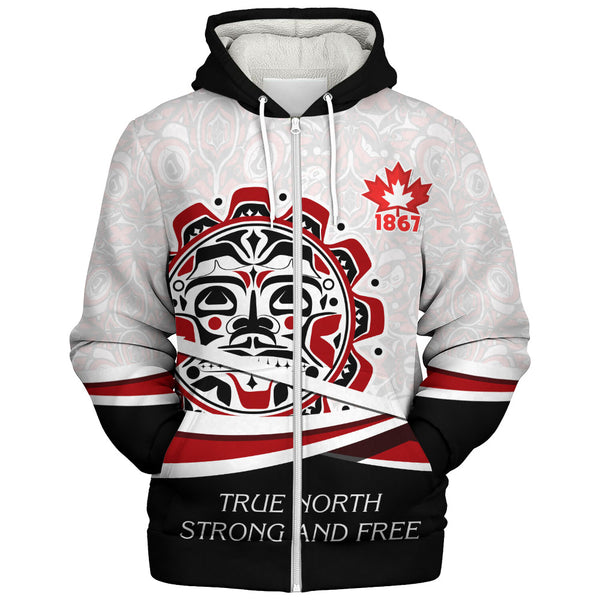 Canada Sherpa Hoodie Canada Sun Spirit 1867 True North Heritage