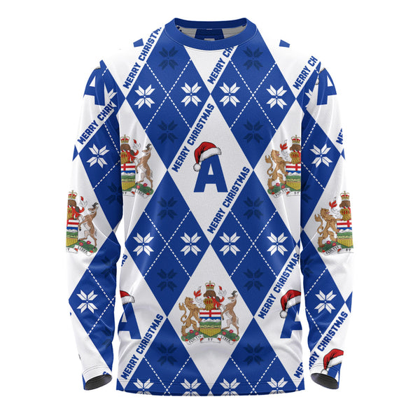 Alberta Long Sleeve T-Shirt Christmas Argyle Pattern With Royal Crest