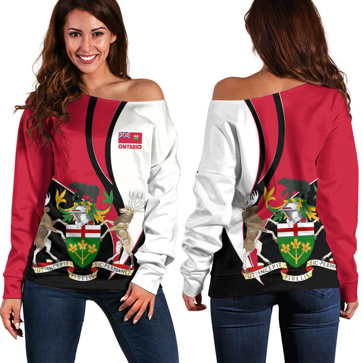 Ontario Off Shoulder Sweatshirt Heritage Pride Of The North