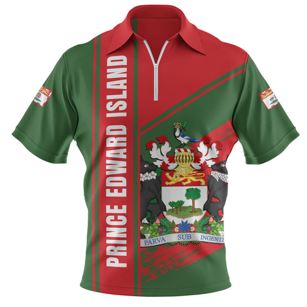 Prince Edward Island Zip Polo Shirt Heritage Strength Crest