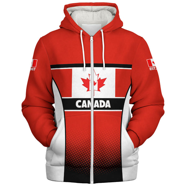 Canada Sherpa Hoodie Canadian Flag Heritage