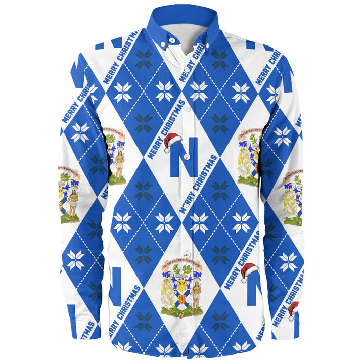 Nova Scotia Long Sleeve Shirt Christmas Argyle Pattern With Royal Crest