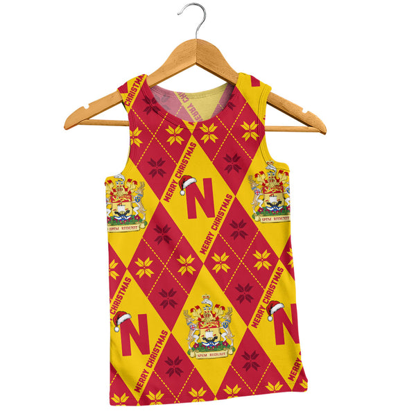 New Brunswick Tank Top Christmas Argyle Pattern With Royal Crest
