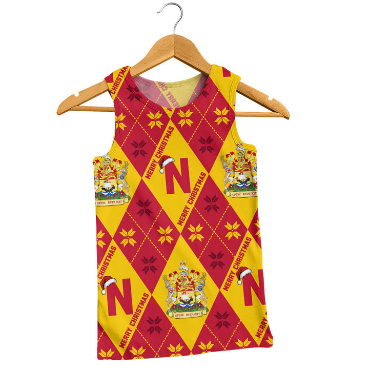 New Brunswick Tank Top Christmas Argyle Pattern With Royal Crest