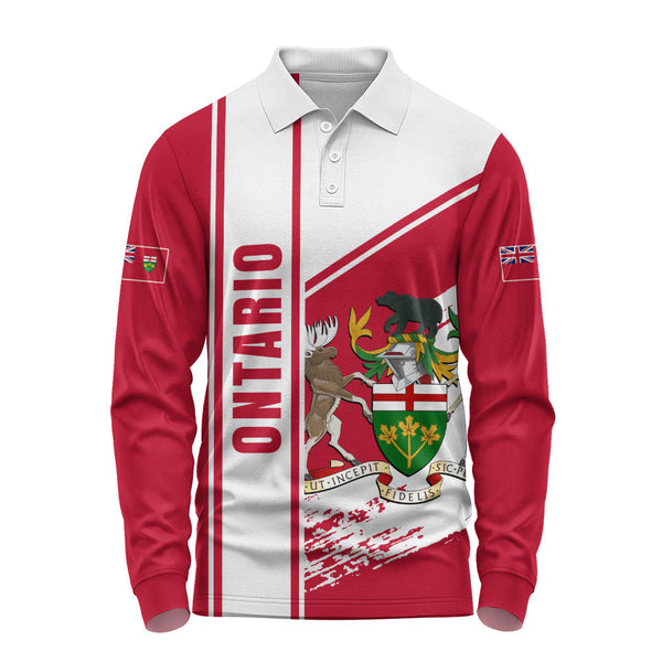 Ontario Long Sleeve Polo Shirt Heritage Strength Crest