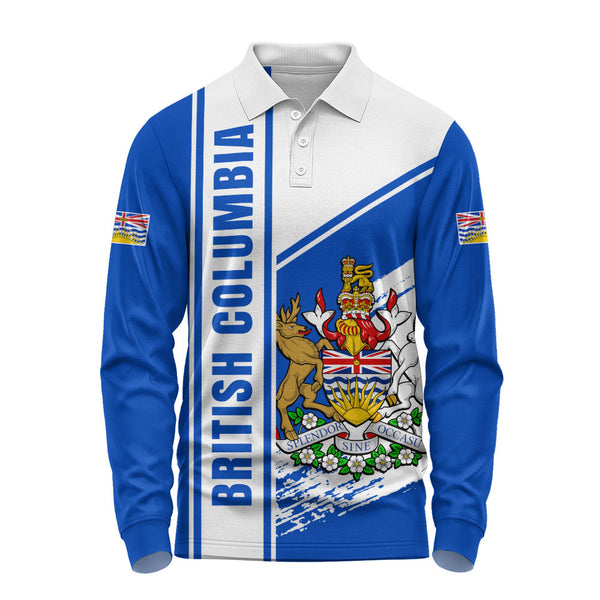 British Columbia Long Sleeve Polo Shirt Heritage Strength Crest