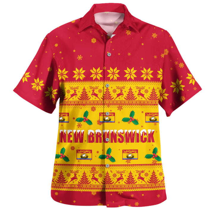 New Brunswick Bowling Shirt Christmas Knit Style Snowflake Reindeer