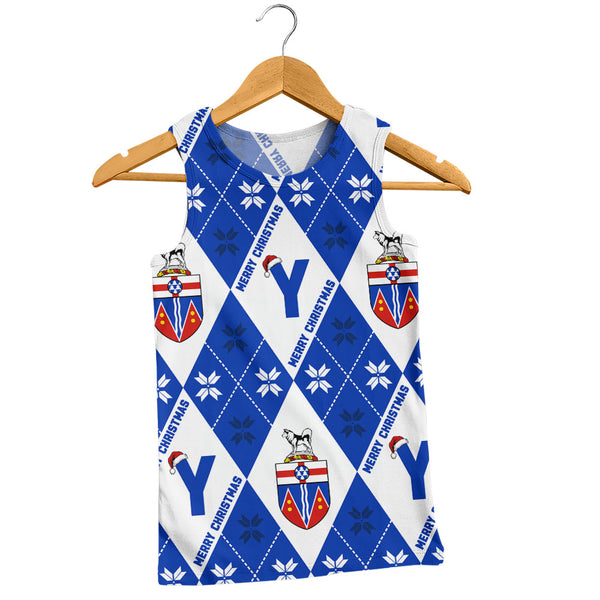 Yukon Tank Top Christmas Argyle Pattern With Royal Crest