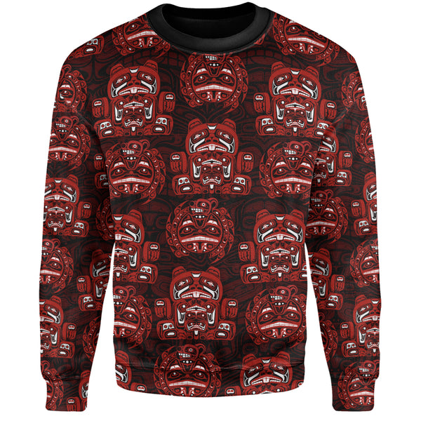 Canada Sweatshirt Haida Spirit Face Totem Repeat Print