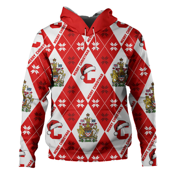 Canada Hoodie Christmas Argyle Pattern With Royal Crest