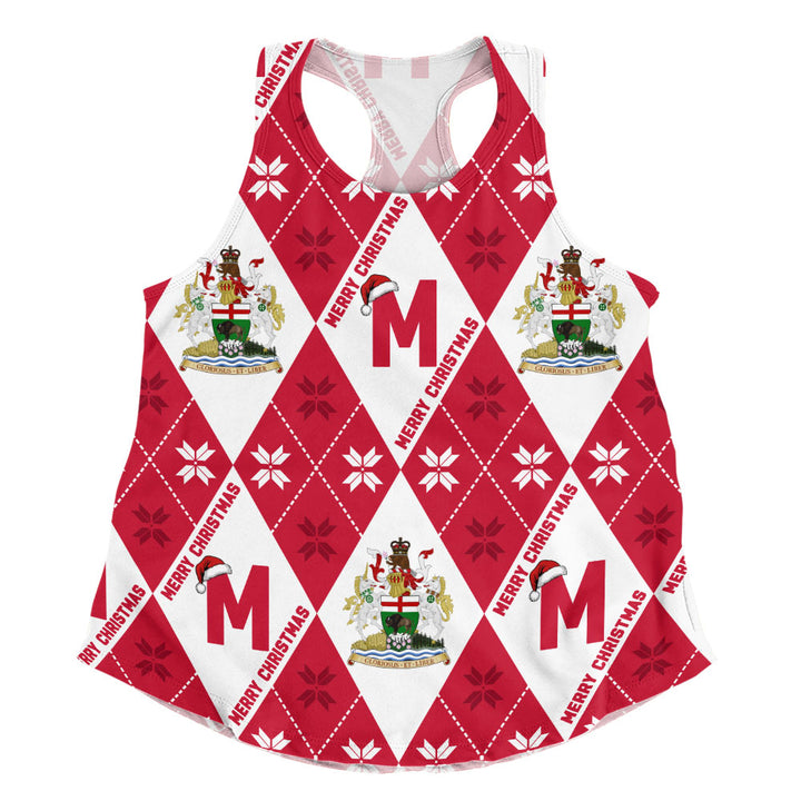 Manitoba Women Tank Christmas Argyle Pattern With Royal Crest