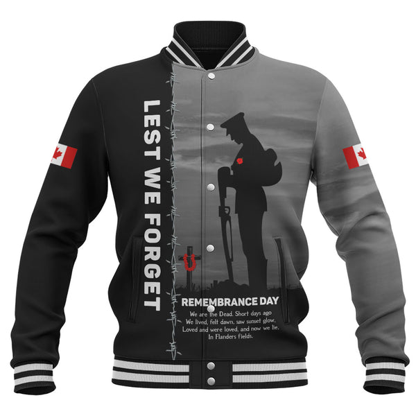 Canada Baseball Jacket Remembrance Day We Shall Not Forget We Will Remember Them