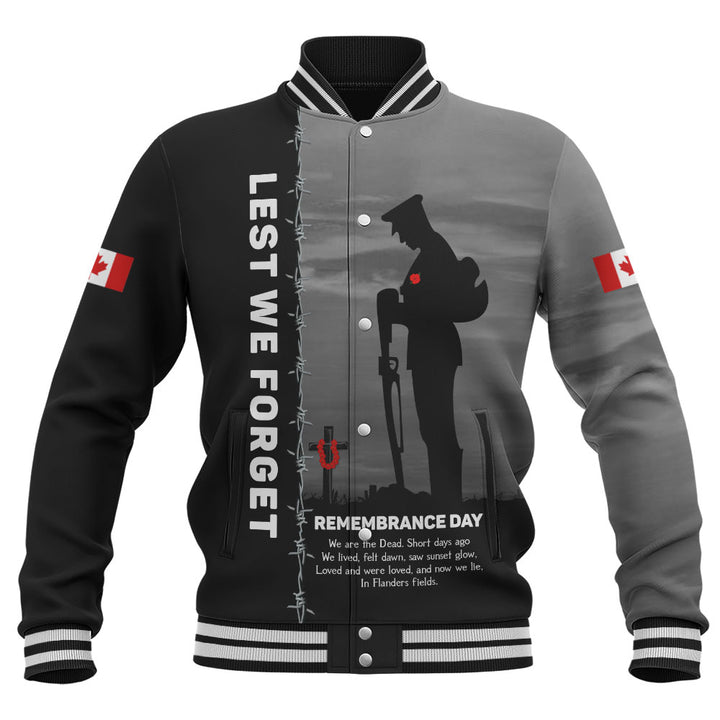 Canada Baseball Jacket Remembrance Day We Shall Not Forget We Will Remember Them