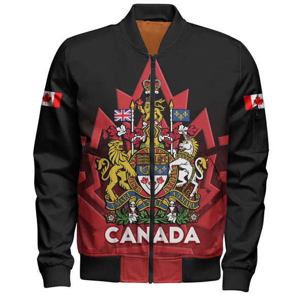 Canada Bomber Jacket Royal Red Black National Emblem Of Canada
