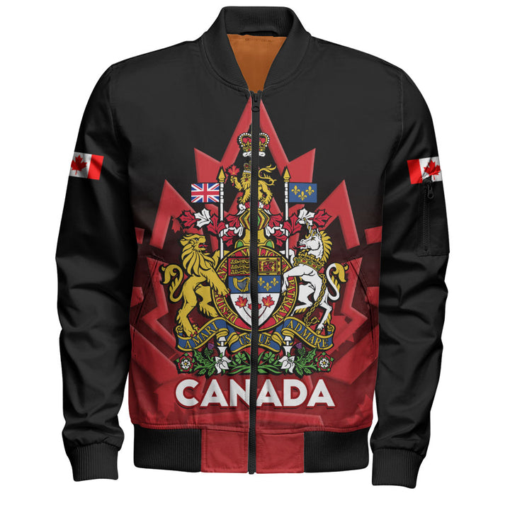 Canada Bomber Jacket Royal Red Black National Emblem Of Canada