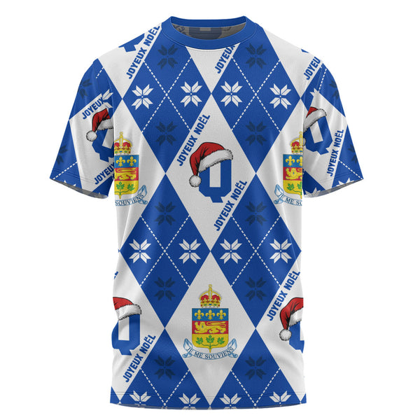 Quebec T-Shirt Christmas Argyle Pattern With Royal Crest