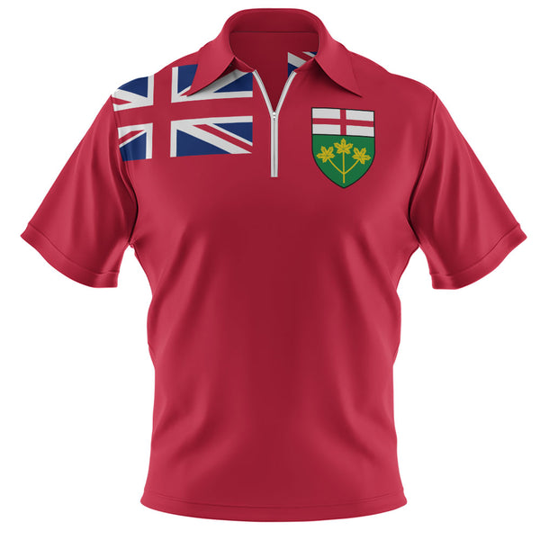 Ontario Zip Polo Shirt Flag Minimalist Pride Style