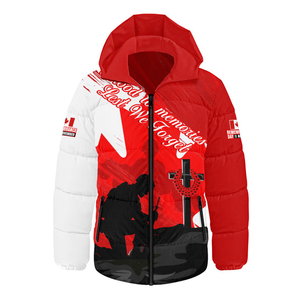 Canada Hooded Padded Jacket Silhouettes Of Sacrifice Remembrance Day Tribute
