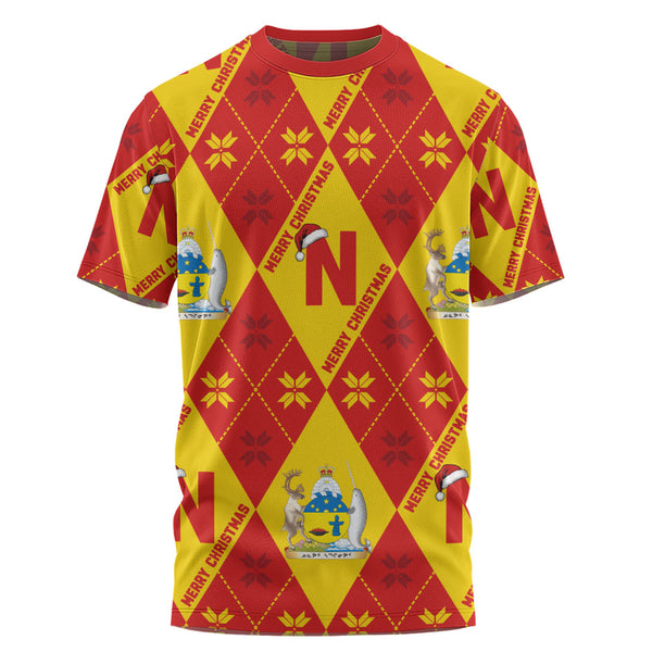 Nunavut T-Shirt Christmas Argyle Pattern With Royal Crest