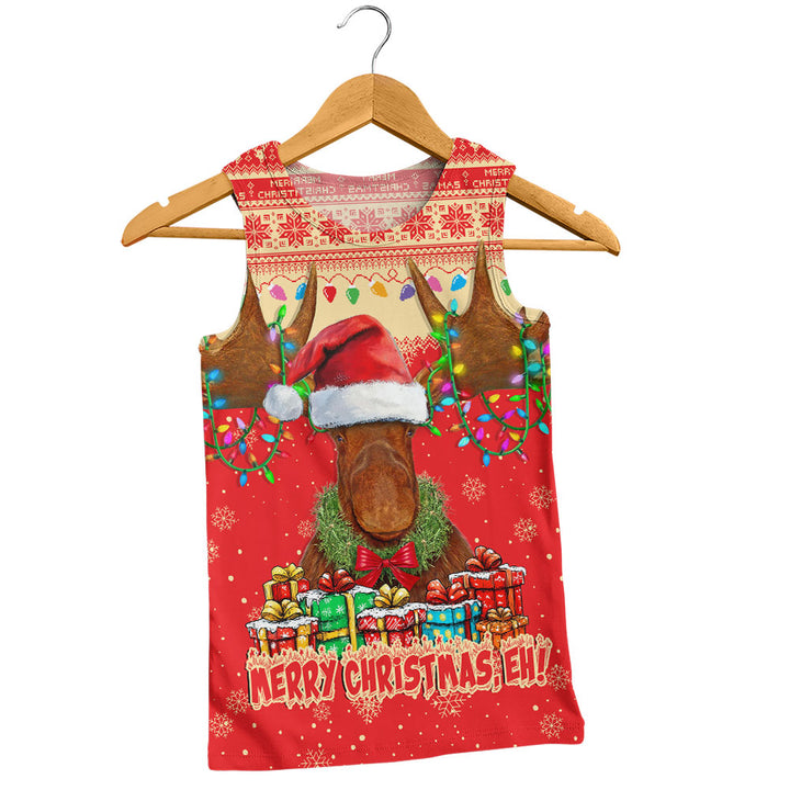 Canada Tank Top Xmas Moose Lights Celebration