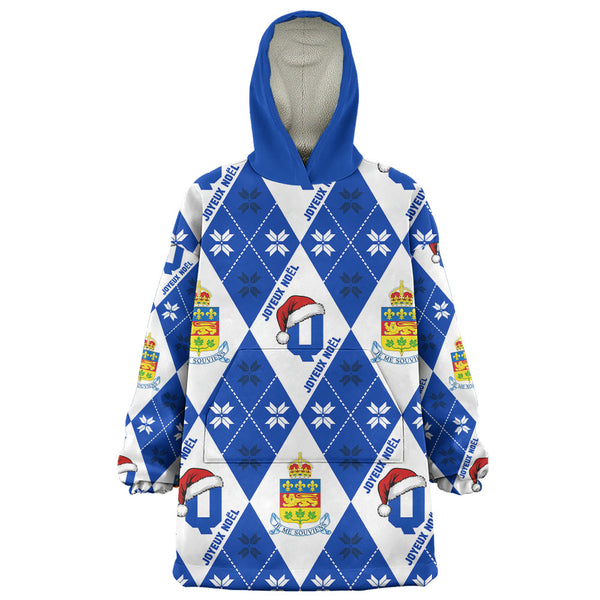 Quebec Snug Hoodie Christmas Argyle Pattern With Royal Crest