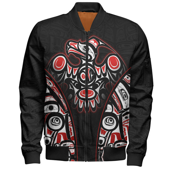 Canada Bomber Jacket Thunderbird Totem Legacy Black And Red Power