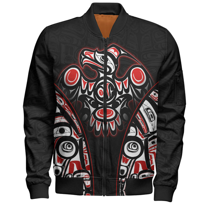 Canada Bomber Jacket Thunderbird Totem Legacy Black And Red Power