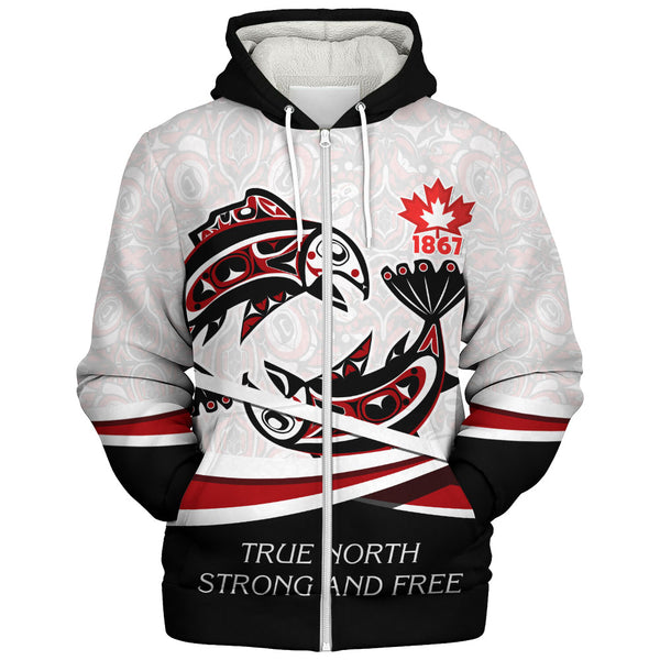 Canada Sherpa Hoodie Spirit Of Salmon True North Freedom