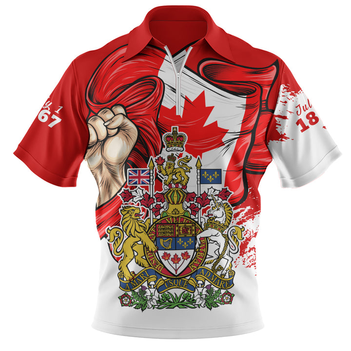 Canada Zip Polo Shirt Canada Power Pride And Heritage Crest