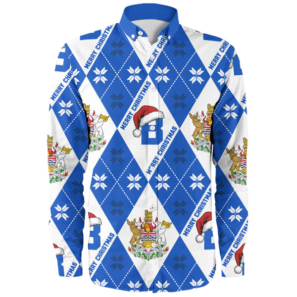 British Columbia Long Sleeve Shirt Christmas Argyle Pattern With Royal Crest