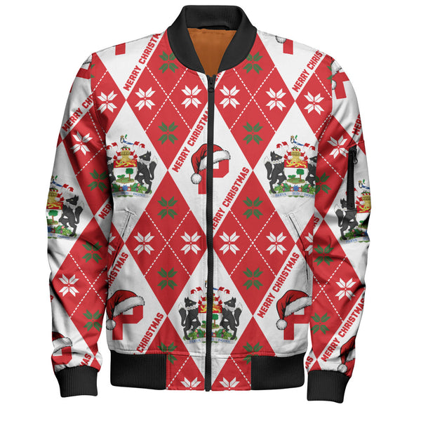 Prince Edward Island Bomber Jacket Christmas Argyle Pattern With Royal Crest