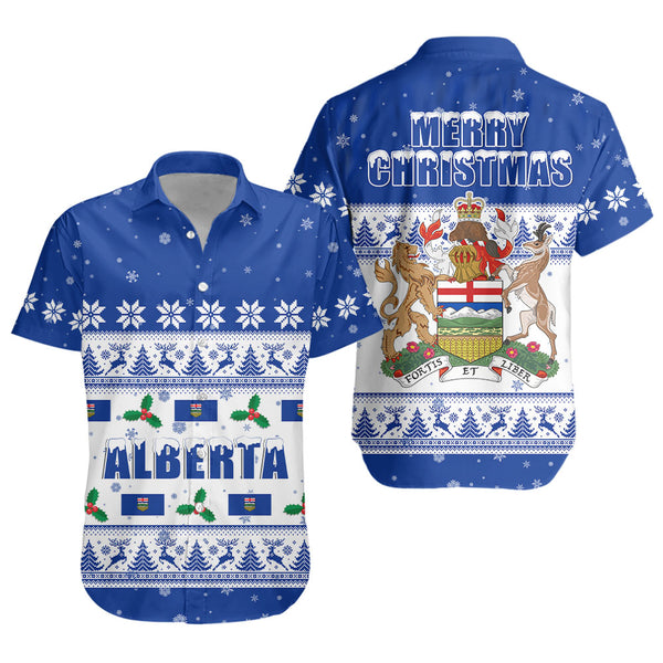 Alberta Short Sleeve Shirt Christmas Knit Style Snowflake Reindeer
