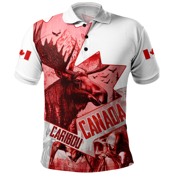 Canada Polo Shirt The Red Wild Caribou Heritage