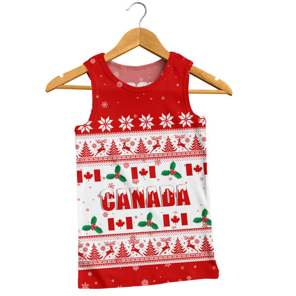 Canada Tank Top Christmas Knit Style Snowflake Reindeer