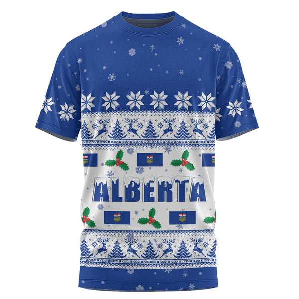 Alberta T-Shirt Christmas Knit Style Snowflake Reindeer