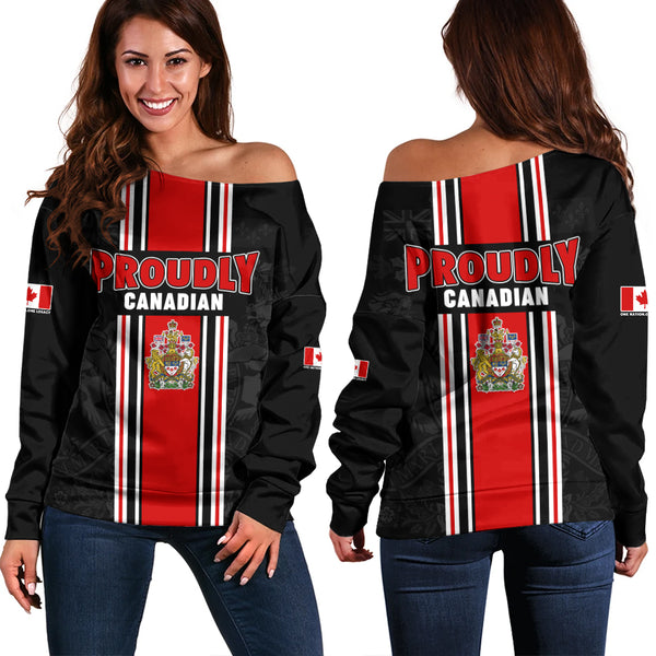 Canada Off Shoulder Sweatshirt Proud Heritage Crest Edition