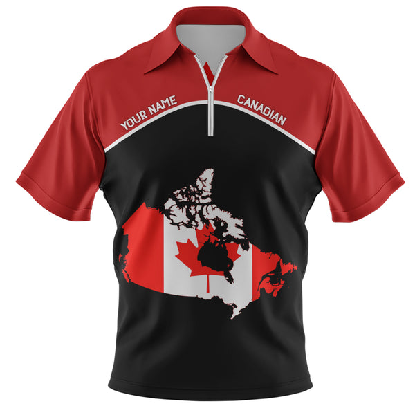 Canada Zip Polo Shirt Red North Classic Canadian Heritage Wear