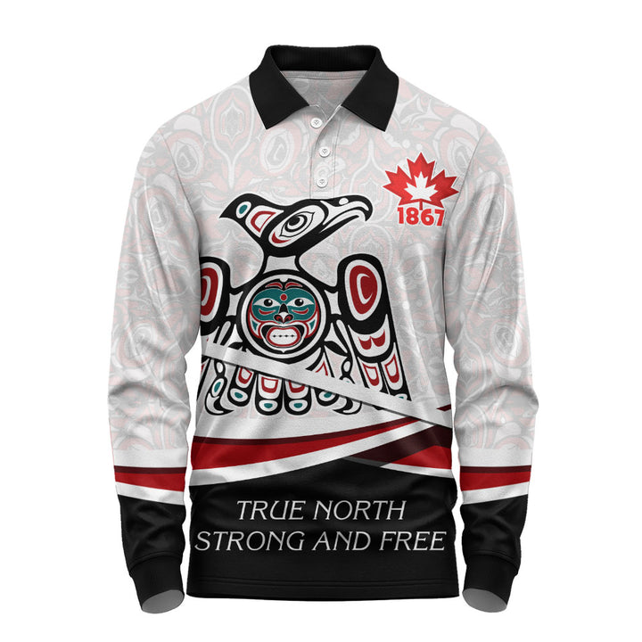 Canada Long Sleeve Polo Shirt True North Eagle Spirit 1867 Heritage Pride