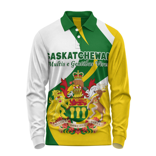 Saskatchewan Long Sleeve Polo Shirt Crest Of Identity