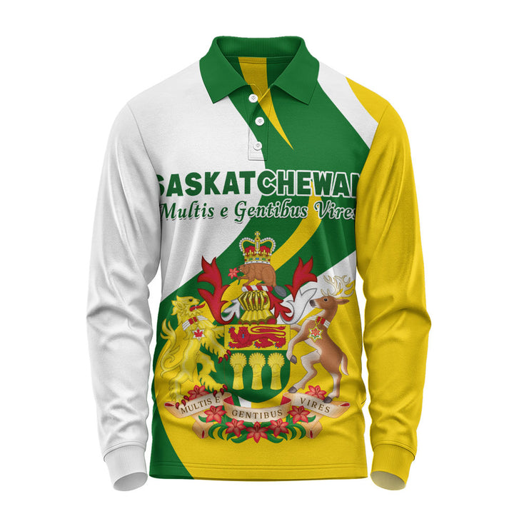 Saskatchewan Long Sleeve Polo Shirt Crest Of Identity