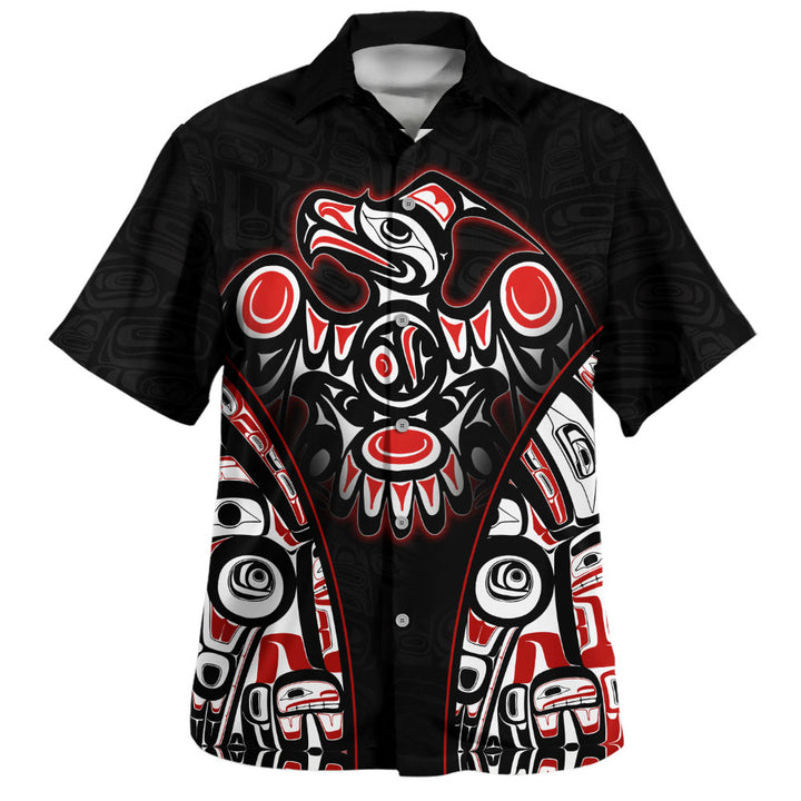 Canada Bowling Shirt Thunderbird Totem Legacy Black And Red Power