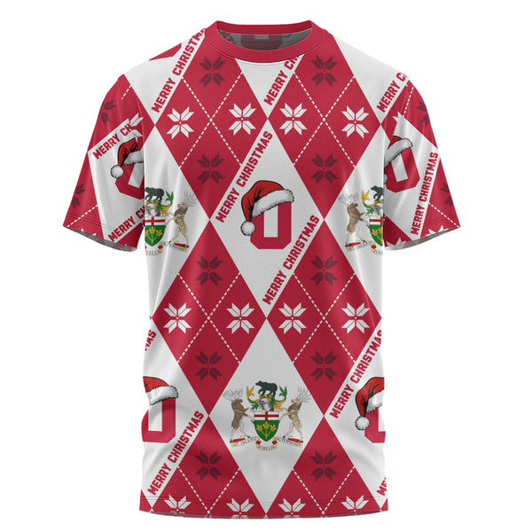Ontario T-Shirt Christmas Argyle Pattern With Royal Crest