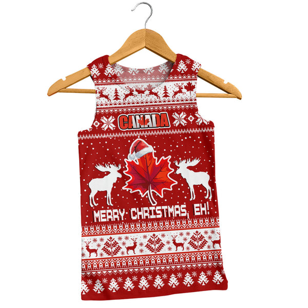 Canada Tank Top Maple Leaf Merry Christmas Eh
