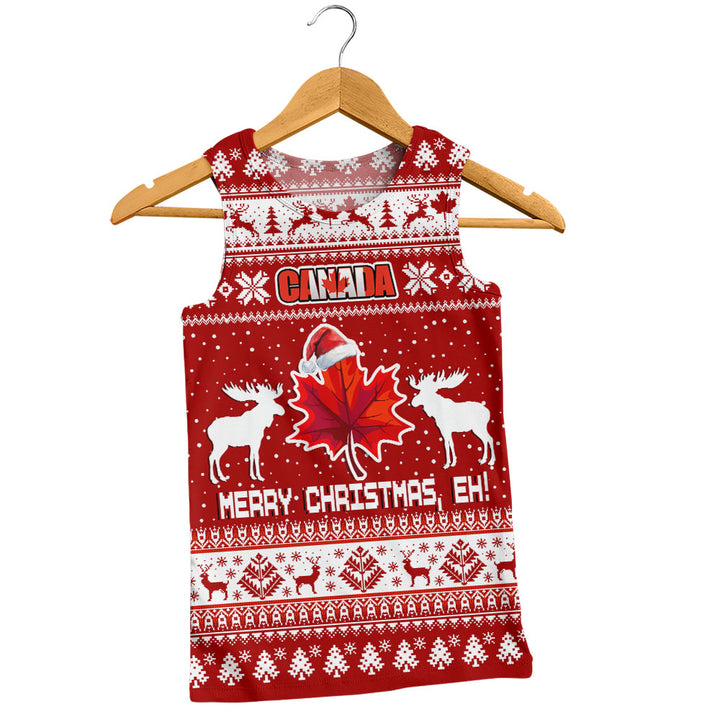 Canada Tank Top Maple Leaf Merry Christmas Eh