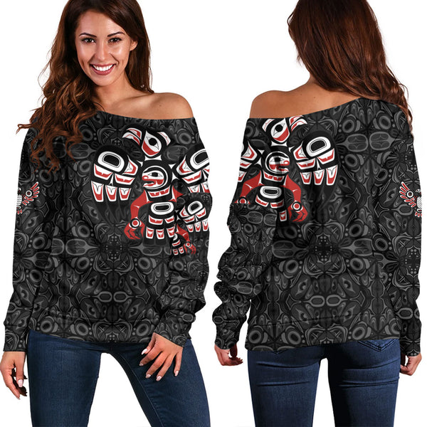 Canada Off Shoulder Sweatshirt Echoes Of The Raven Claw