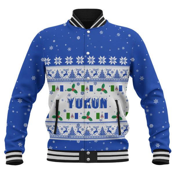 Yukon Baseball Jacket Christmas Knit Style Snowflake Reindeer