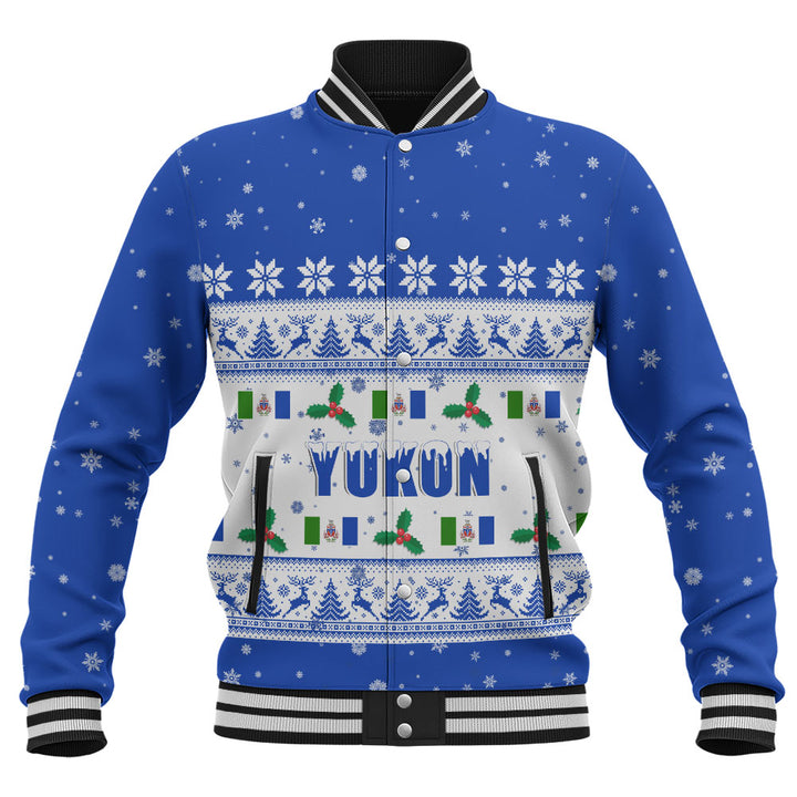 Yukon Baseball Jacket Christmas Knit Style Snowflake Reindeer