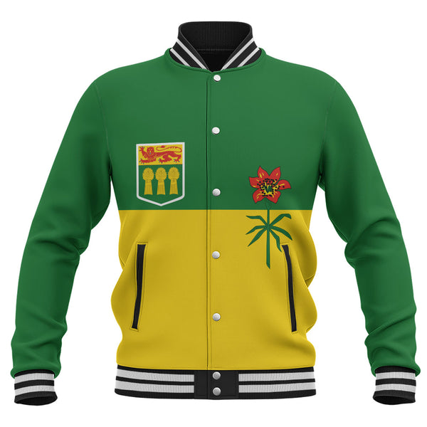 Saskatchewan Baseball Jacket Flag Minimalist Pride Style