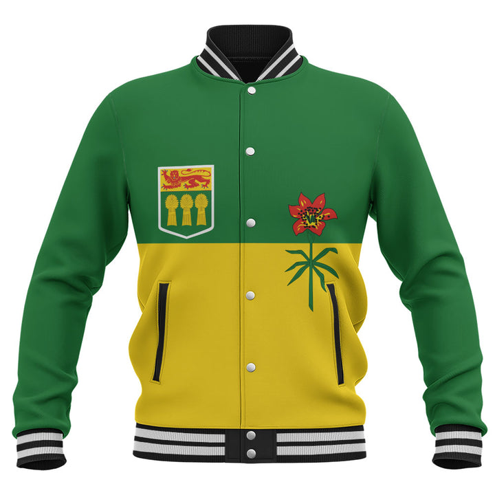 Saskatchewan Baseball Jacket Flag Minimalist Pride Style