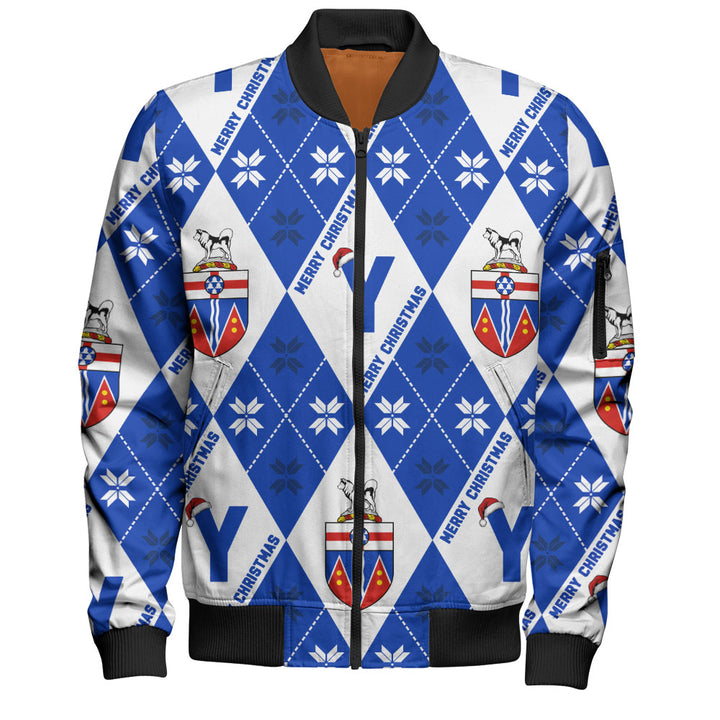 Yukon Bomber Jacket Christmas Argyle Pattern With Royal Crest